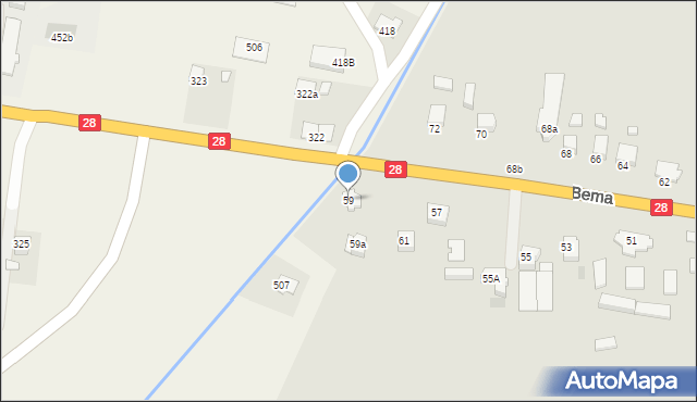 Krosno, Bema Józefa, gen., 59, mapa Krosna