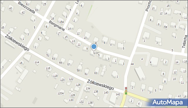 Krosno, Bergmana Stanisława, 7, mapa Krosna