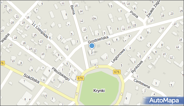 Krynki, Bema Józefa, gen., 2, mapa Krynki