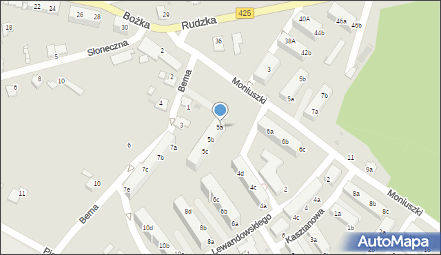Kuźnia Raciborska, Bema Józefa, gen., 5a, mapa Kuźnia Raciborska