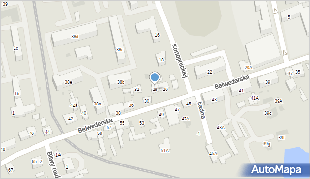 Łęczyca, Belwederska, 28a, mapa Łęczyca