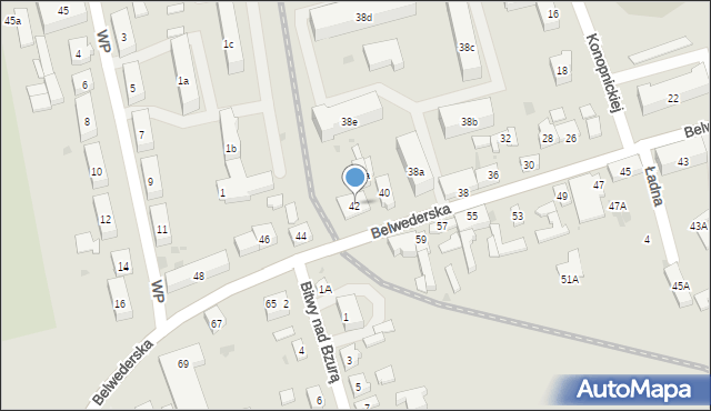 Łęczyca, Belwederska, 42, mapa Łęczyca