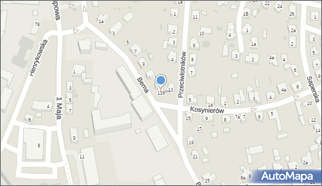 Leszno, Bema Józefa, gen., 11b, mapa Leszno