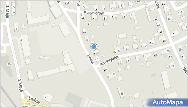 Leszno, Bema Józefa, gen., 25, mapa Leszno