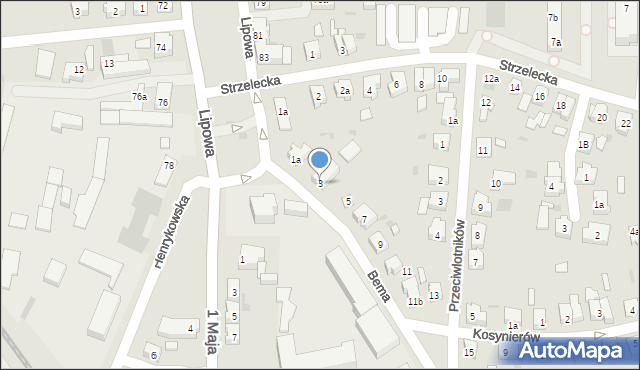 Leszno, Bema Józefa, gen., 3, mapa Leszno