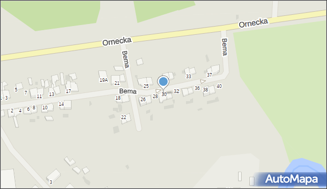 Lidzbark Warmiński, Bema Józefa, gen., 30, mapa Lidzbark Warmiński