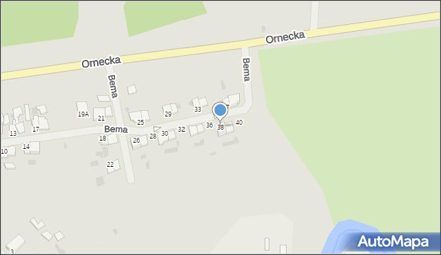 Lidzbark Warmiński, Bema Józefa, gen., 38, mapa Lidzbark Warmiński