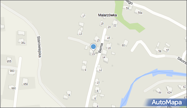 Limanowa, Bema Józefa, gen., 11, mapa Limanowa