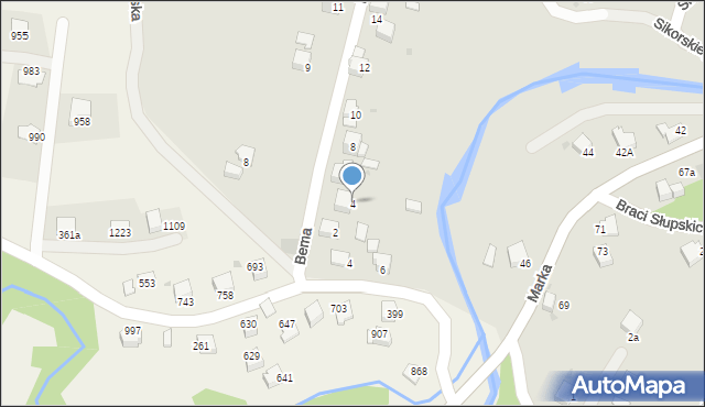 Limanowa, Bema Józefa, gen., 4, mapa Limanowa