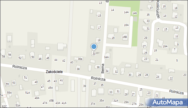 Lisia Góra, Bema Józefa, gen., 21, mapa Lisia Góra