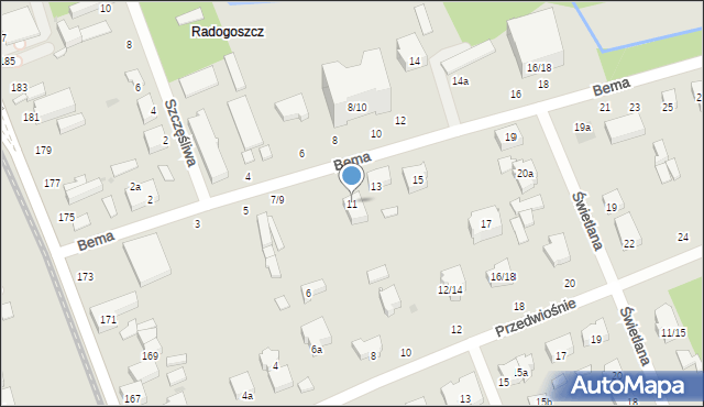 Łódź, Bema Józefa, gen., 11, mapa Łodzi