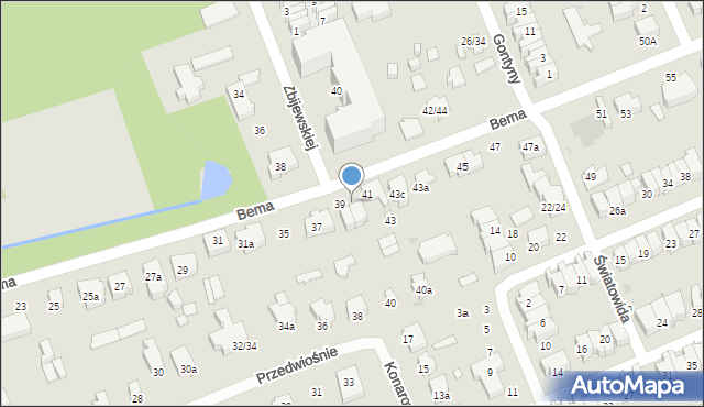 Łódź, Bema Józefa, gen., 39a, mapa Łodzi