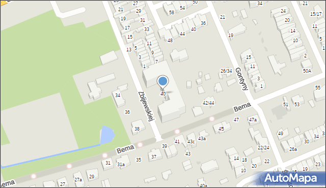 Łódź, Bema Józefa, gen., 40, mapa Łodzi