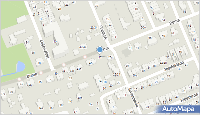 Łódź, Bema Józefa, gen., 47, mapa Łodzi