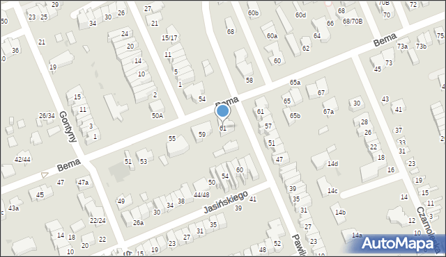 Łódź, Bema Józefa, gen., 61, mapa Łodzi