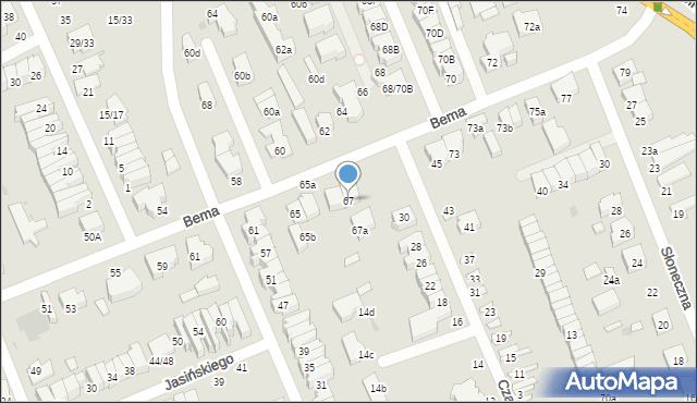 Łódź, Bema Józefa, gen., 67, mapa Łodzi