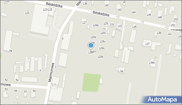 Łódź, Beskidzka, 129h, mapa Łodzi