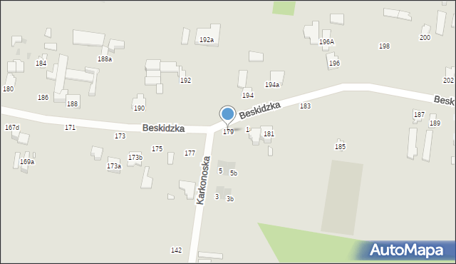Łódź, Beskidzka, 179, mapa Łodzi