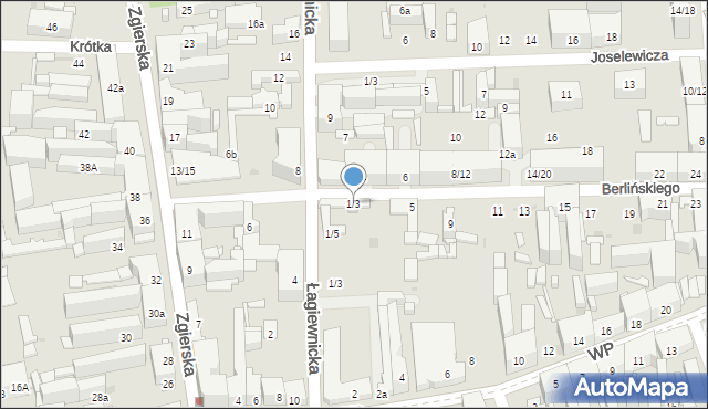 Łódź, Berlińskiego H., 1/3, mapa Łodzi