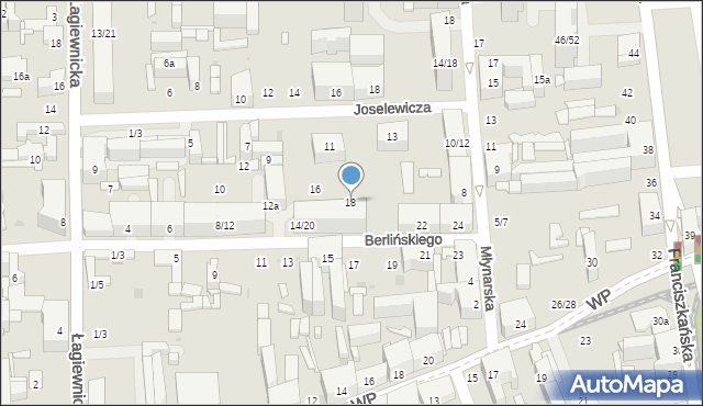 Łódź, Berlińskiego H., 18, mapa Łodzi