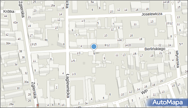 Łódź, Berlińskiego H., 5, mapa Łodzi