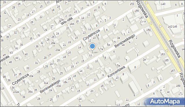 Łódź, Beniowskiego Maurycego, 9a, mapa Łodzi