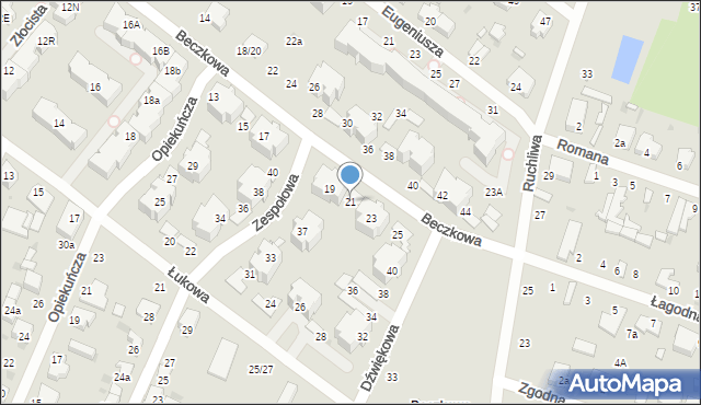 Łódź, Beczkowa, 21, mapa Łodzi