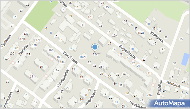 Łódź, Beczkowa, 22a, mapa Łodzi