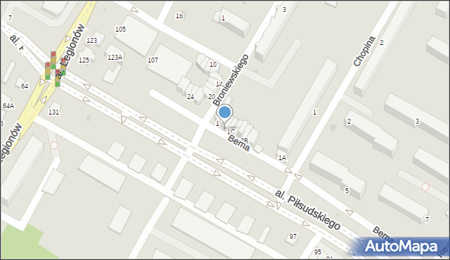 Łomża, Bema Józefa, gen., 1B, mapa Łomży