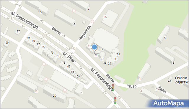 Łomża, Bema Józefa, gen., 21/23, mapa Łomży