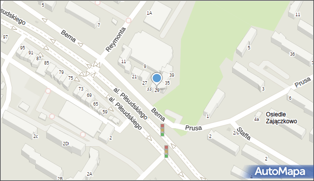 Łomża, Bema Józefa, gen., 29, mapa Łomży