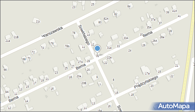 Miechów, Bema Józefa, gen., 31, mapa Miechów