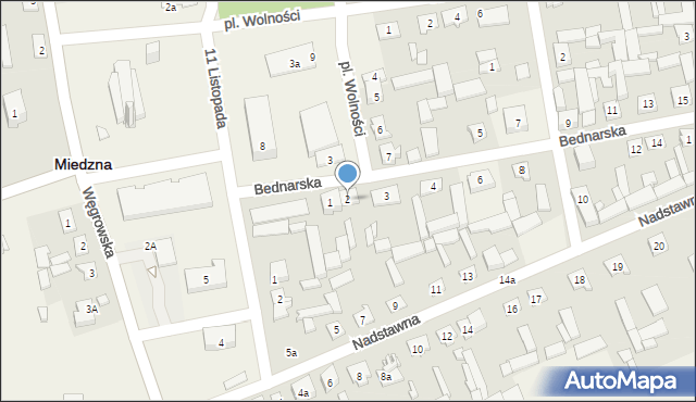 Miedzna, Bednarska, 2, mapa Miedzna