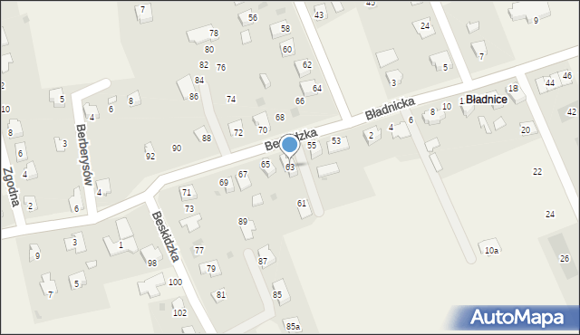 Międzyświeć, Beskidzka, 63, mapa Międzyświeć