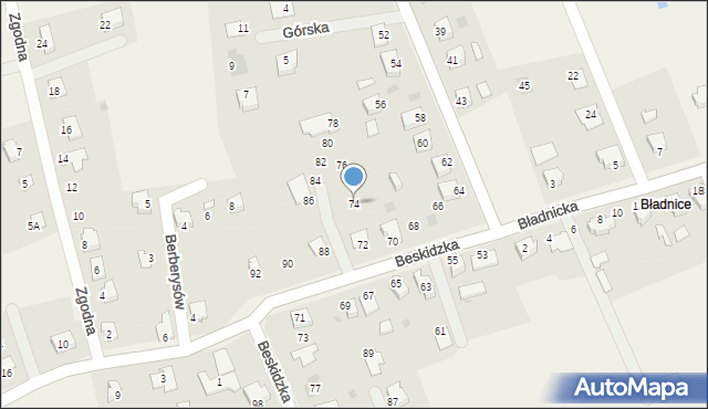 Międzyświeć, Beskidzka, 74, mapa Międzyświeć
