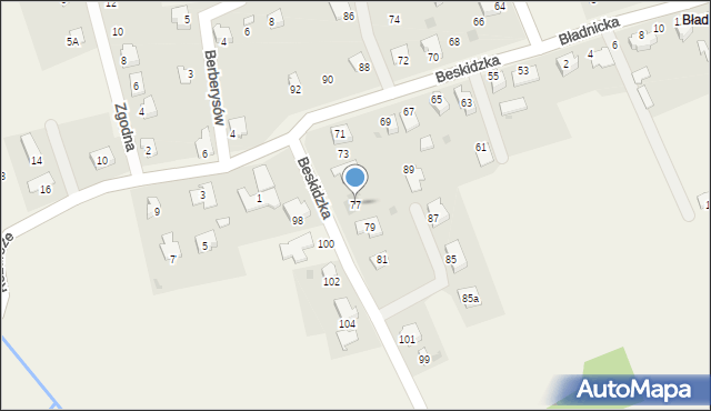 Międzyświeć, Beskidzka, 77, mapa Międzyświeć