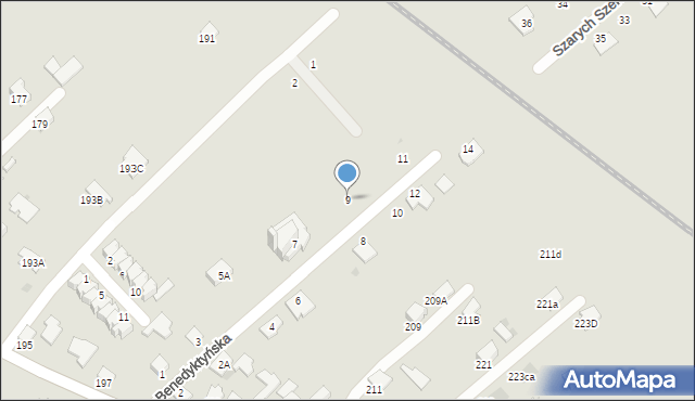 Mielec, Benedyktyńska, 9, mapa Mielca