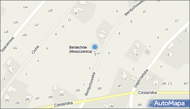 Moszczenica, Berdychowska, 5, mapa Moszczenica