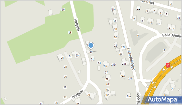 Myślenice, Bergela Rajmunda, 49, mapa Myślenice