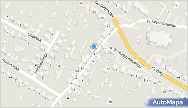 Myszyniec, Bema Józefa, gen., 4, mapa Myszyniec