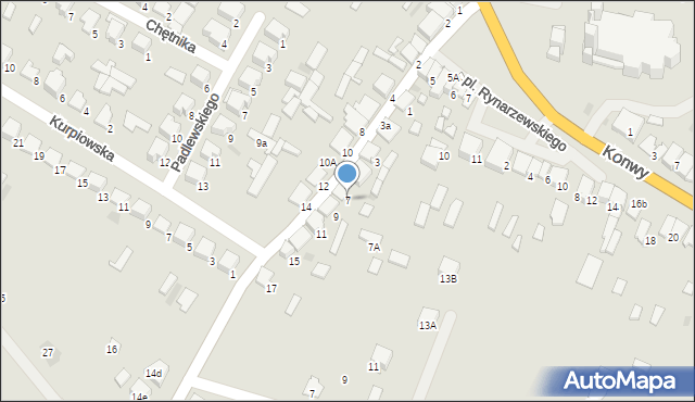 Myszyniec, Bema Józefa, gen., 7, mapa Myszyniec