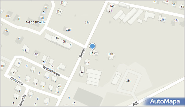 Nowogard, Bema Józefa, gen., 12a, mapa Nowogard