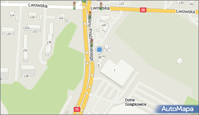 Nowy Sącz, Beliny-Prażmowskiego Władysława, płk., 3A, mapa Nowego Sącza