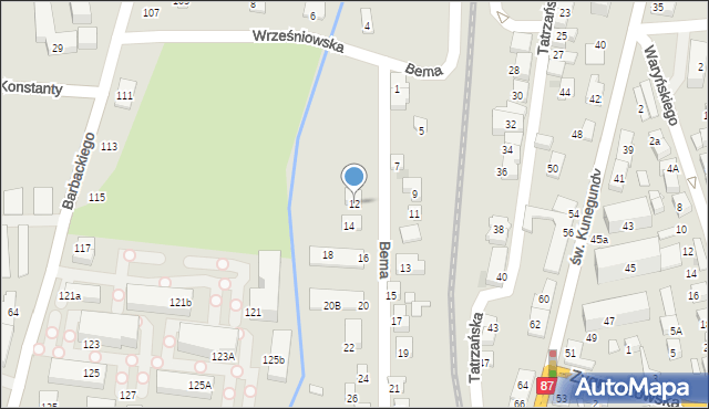 Nowy Sącz, Bema Józefa, gen., 12, mapa Nowego Sącza