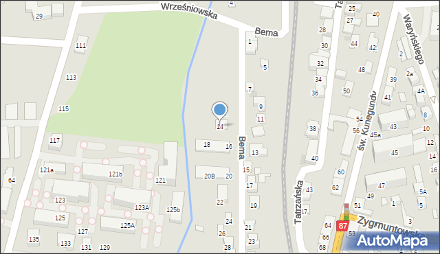 Nowy Sącz, Bema Józefa, gen., 14, mapa Nowego Sącza