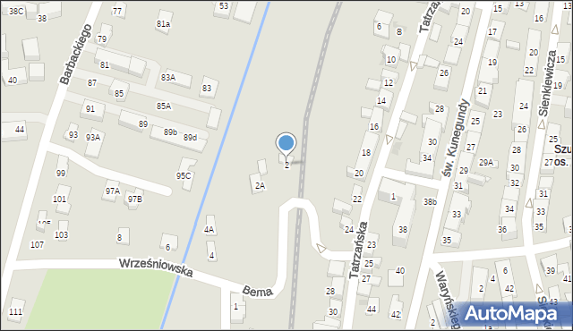 Nowy Sącz, Bema Józefa, gen., 2, mapa Nowego Sącza