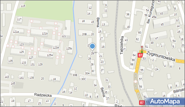 Nowy Sącz, Bema Józefa, gen., 24, mapa Nowego Sącza