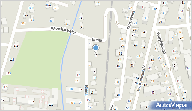 Nowy Sącz, Bema Józefa, gen., 5, mapa Nowego Sącza