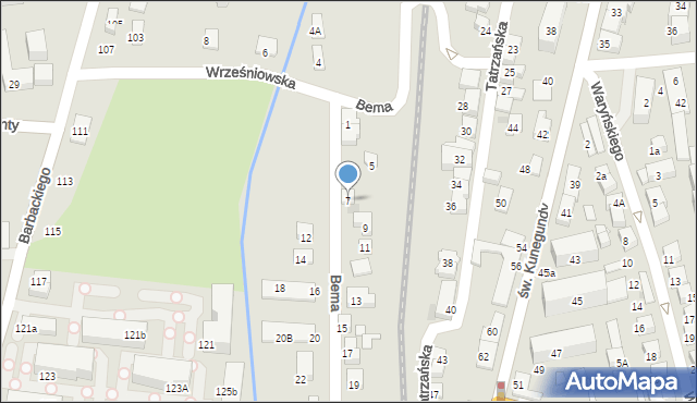 Nowy Sącz, Bema Józefa, gen., 7, mapa Nowego Sącza