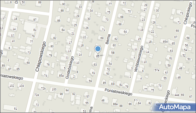 Ostrów Wielkopolski, Bema Józefa, gen., 65, mapa Ostrów Wielkopolski